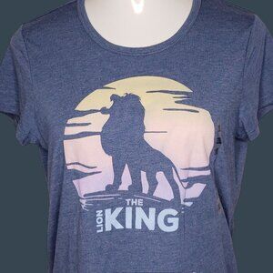 Disney The Lion King Juniors 2XL Graphic T-Shirt Blue Sunset Simba Design